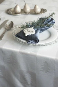 MANTEL ÁRBOL DE NAVIDAD *Blanco y Plata* Damasco BANQUETE CENA DE CENA DE NAVIDAD  - Imagen 1 de 4