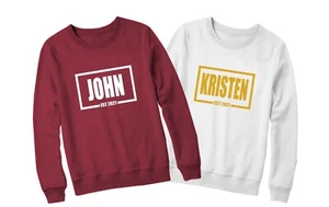 Personalised Couple Single Name Sweatshirt Love Friendship Wedding Funny Gifts - Picture 1 of 17