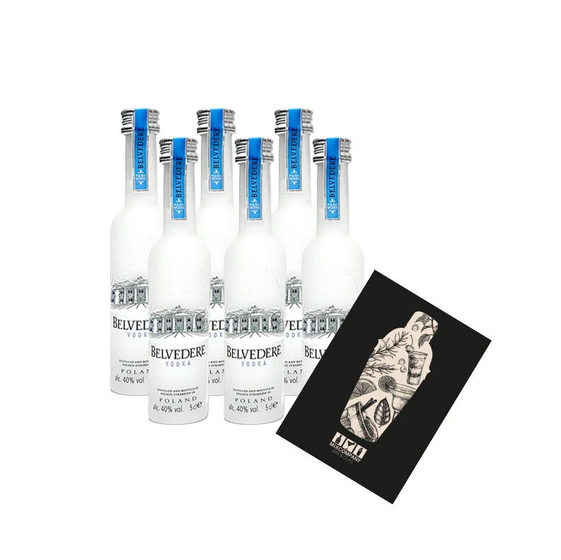 Belvedere Vodka Miniatur 6x 50ml (40% Vol) Poland Wodka Mini- [Enthält Sulfite] - Bild 1 von 1