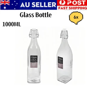 6x 1L Clip Glass Bottle Rubber Seal Kitchen Storage Container Jar Wedding Party - Picture 1 of 2