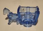 Vintage Horse And Cart Blue Glass Candy Container Vguc 
