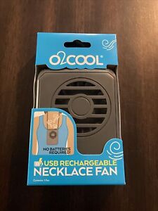O2Cool USB Rechargeable Necklace Fan - Gray. New In Box/ FREE SHIPPING