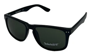 Timberland Shiny Black Mens Plastic Rectangle Sunglass, Green Lens TB7144 1N - Picture 1 of 9