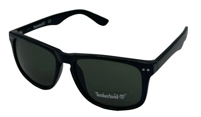 Gafas de sol Timberland negras brillantes rectangulares de plástico para hombre, lentes verdes TB7144 1N Foto 1 de 4