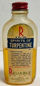 Vintage 1940s 1950s*2 oz*Bottle*Spirits of Turpentine*Reliable Brand*24264i S86 - Picture 1 of 6
