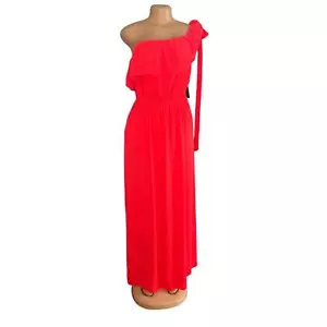 Nuevo con etiquetas Maxi Vestido Express Para Mujer Un Hombro Rosa Brillante Talla Pequeña - Imagen 1 de 8