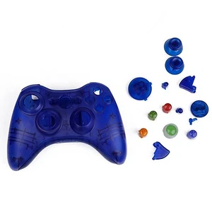 Custodia controller wireless trasparente cristallo personalizzata blu per Xbox 360 Pad - Foto 1 di 2