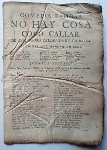 Calderón de la Barca, Pedro - No hay cosa como callar - (circa 1764) - Imagen 1 de 2