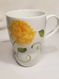 Wesbury Court Lyrical Blooms English Rose Mug 16 oz. White w/Yellow Flowers - Picture 1 of 6