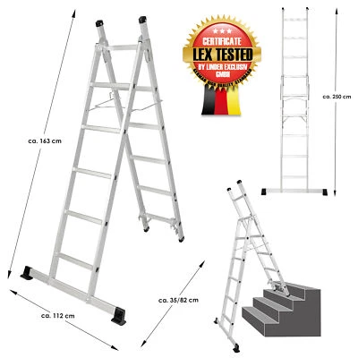 Alu 3 in 1 Kombileiter Mehrzweckleiter Schiebeleiter Anlegeleiter 11 stufig - Bild 1 von 4