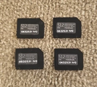 4 X Original Nokia 512MB MMC Multimedia Memory Card Retro Rare - Image 1 of 2