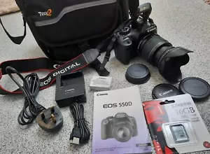 Canon EOS 550D 18.0MP Digital Camera + EF-S 18-55mm IS MACRO Zoom Lens + Bag - Picture 1 of 16