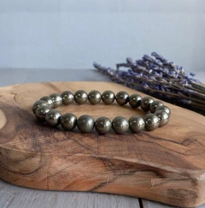 Original Natural Pyrite Energy Beads Bracelets Men Women Bracelets Health Care - Picture 1 of 5