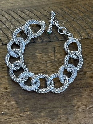 "Brazalete Judith Ripka plata 925 esmeralda Diamonique pavé cadena de eslabones grandes 8""" Foto 1 de 4
