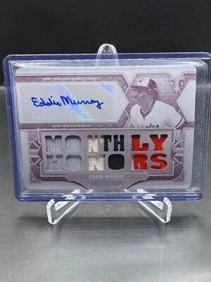 ¡Triple hilo 2022!  EDDIE MURRAY!  1/1!  AUTO!  ¡BALLENA BLANCA!  ¡RELIQUIA USADA EN EL JUEGO! Foto 1 de 2