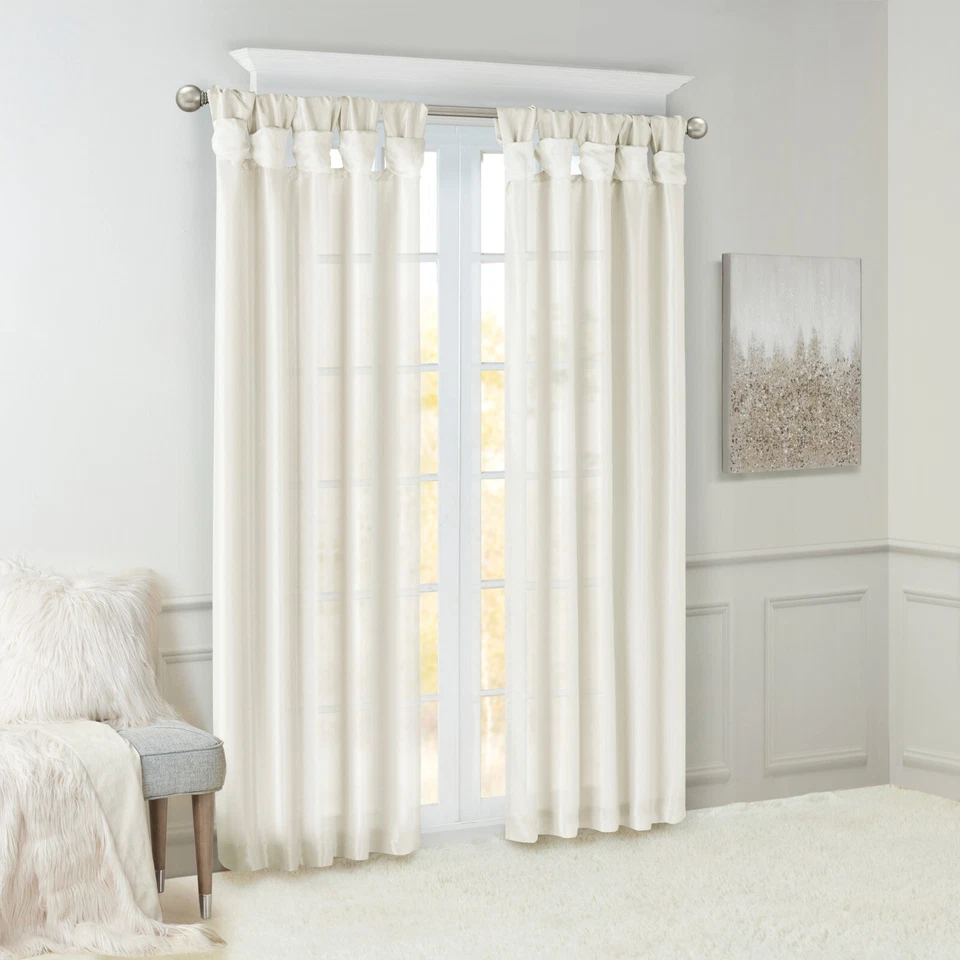 Madison Park Window Curtain Panels Pair 50 X 84 Twist Tab Natalie White 314