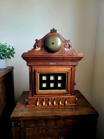 Antique Butler Servant Room Call Box w/ Bell by Jerome Redding & Co. Boston Mass Cover