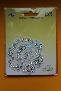 Patch embroidered Toppa ricamo da cucire sew on adesiva Fiore bianco con lurex - Foto 1 di 1