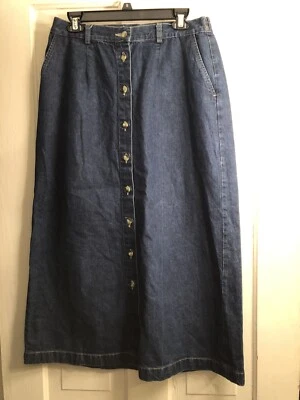 Cabin Creek женщин Sz 14 джинсовой ткани Jean юбка длинный скромный кнопка передние карманы - Изображение 1 из 4