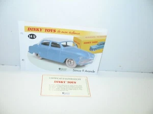 1 Sheet + Certif. Dinky Toys Atlas Repro Ref 24 U 1, Simca 9 Dovetail Roof White - Picture 1 of 1