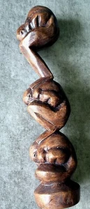 INDONESIAN ORANG MALU OR YOGI MAN - HAND CARVED WOODEN SCULPTURE - 30cm - Picture 1 of 24