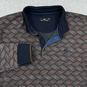 ETRO Hemd Herren 2XL Braun Muster Langarm Strukturstrick Vintage Polo RAR - Bild 1 von 10