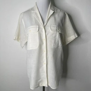 Christian Dior Women's White Button Down Short Sleeve Shirt Size 8 - Picture 1 of 9