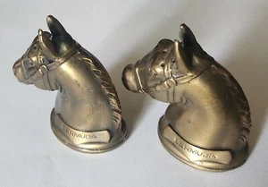 Vintage Bermuda Metal Horse Head Salt and Pepper Shakers Brass - Picture 1 of 3