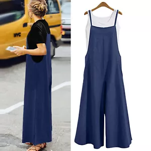 New Ladies Jumpsuit Overalls Trousers Oversize Trousers Plus Size Dungarees - Picture 1 of 7