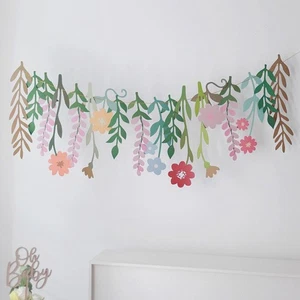 Vintage Floral Leaf Paper Banner Funny Flower Flag Home Decorations - Picture 1 of 10