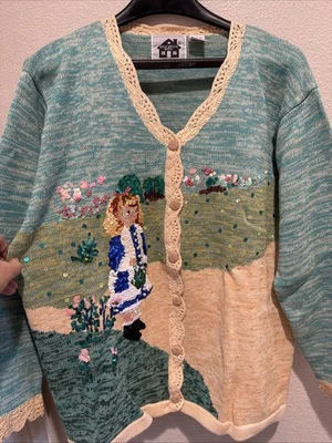 Storybook Knits Women's Sequin Cardigan Sweater NOS Sz L Granny Christmas Core - Image 1 of 4