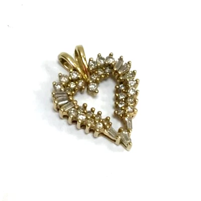 (MA3) Recuerdo Oro Amarillo 14k 2.4 Gramos Diamante .33TCW Corazón Colgante 3/4" Foto 1 de 4