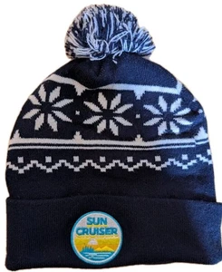 Sun Cruiser Iced Tea Vodka Winter Knit Beanie w Pom Snowflake Black - Picture 1 of 8