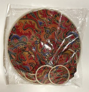 NEU 18 Stck. Tischset Serviette und Untersetzer Set 12,75" Rund Paisley Geflochtener Rand - Bild 1 von 12