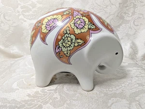 Alcancía de cerámica para ahorrar dinero elefante Siam naranja Kanok pintura tailandesa - Imagen 1 de 8