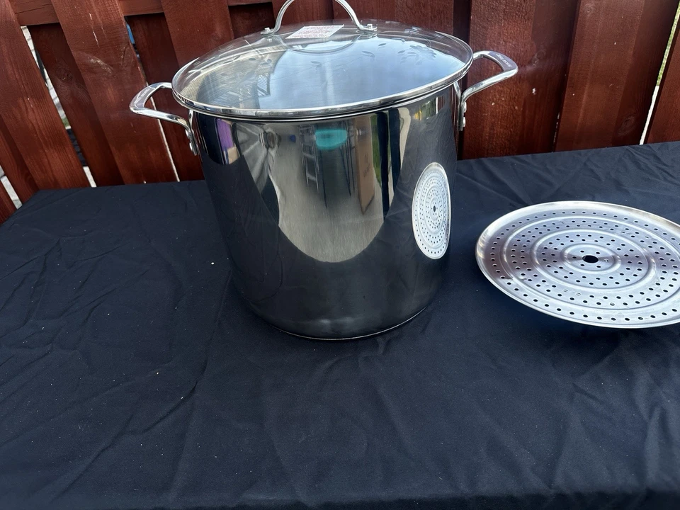 Princess House Heritage acero inoxidable clásico 25 cuartos de galón Olla con estante de vapor 6713 Foto 1 de 4