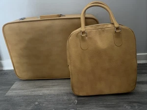 Vintage MCM Sears Featherlite Pullman Suitcase With Matching Tote No Key - Picture 1 of 10