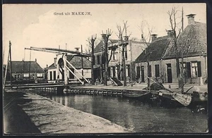 Ansichtskarte Makkum, Blick auf eine Brücke im Ort - Bild 1 von 2