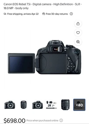 Canon EOS Rebel T5 Digital SLR Camera with EF-S 18-55mm + EF 75-300mm Bundle - Image 1 of 2