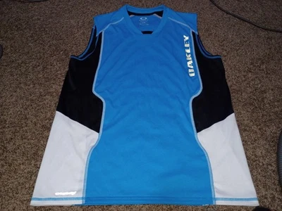 Camisa Atlética Oakley Hydrolix Sin Mangas Ajuste Regular Grande Azul Negro Blanco Foto 1 de 4