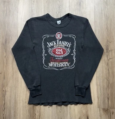 80s Vintage Jack Daniels Tennessee Whiskey Thermal Shirt Men’s Small 3D Emblem - Image 1 of 4