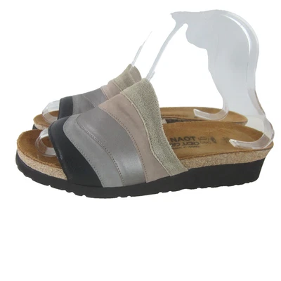 NAOT Footwear Women 7  Taupe Gray Black Metallic Slide Wedge Shoe Leather EU 38 - Image 1 of 4