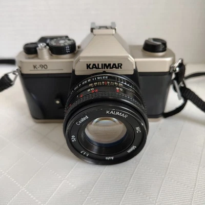 Cámara SLR de película Kalimar K-90 35 mm + lente y correa de 50 mm f/1,7 SIN CUBIERTA DE BATERÍA Foto 1 de 4