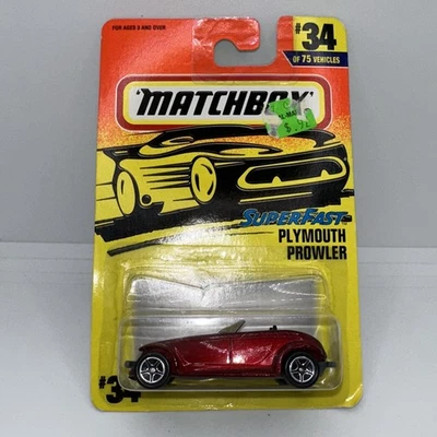 Matchbox 1/64 Diecast Superfast #34/75 Metallic Red Plymouth Prowler - Image 1 of 4