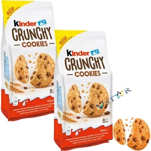Kinder Crunchy Cookies 136g x 2 Delicious Milk Chocolate & Hazelnut Biscuits - Picture 1 of 1