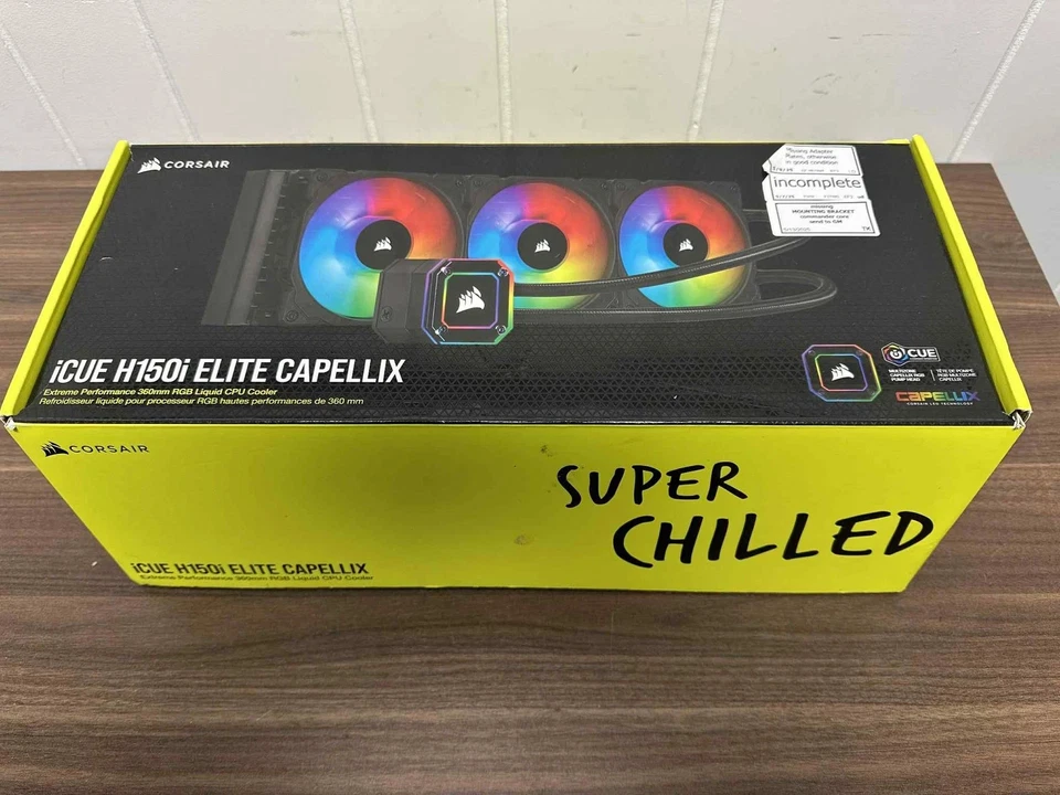 Corsair iCUE H150I Elite Capellix Liquid CPU Cooler RGB Pump Fans 360MM - Image 1 of 1