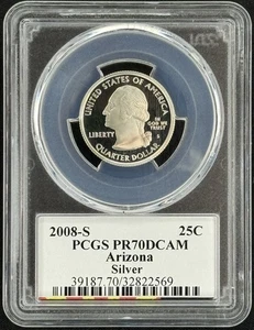 2008 S Silver Quarter 25C ARIZONA PCGS PR 70 DCAM - Picture 1 of 2
