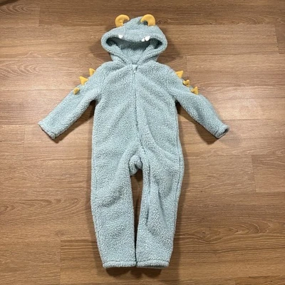 Antiguo Disfraz de Monstruo Azul Marino Polar Con Capucha Mameluco de Una Pieza 4T Azul Verde Sherpa Foto 1 de 4