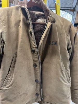 Vtg 1942-44 WW2 US Navy N1 Deck Jacket Sz 40 Alpaca Lining - Image 1 of 4