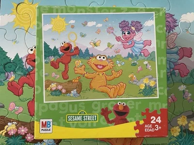 MB Sesame Street 24 Piece Puzzle 2007 Elmo Abby Cadabby Zoe Butterflies COMPLETE - Image 1 of 4